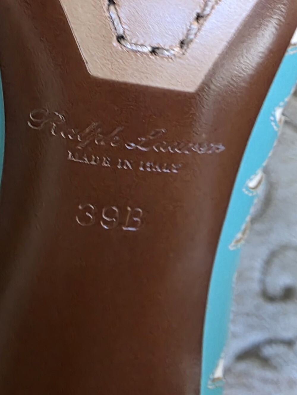 Ralph Lauren Made In Italy Celia Western Pumps Aqua Cream Leather - EU 39 US 8 - Picture 13 of 16